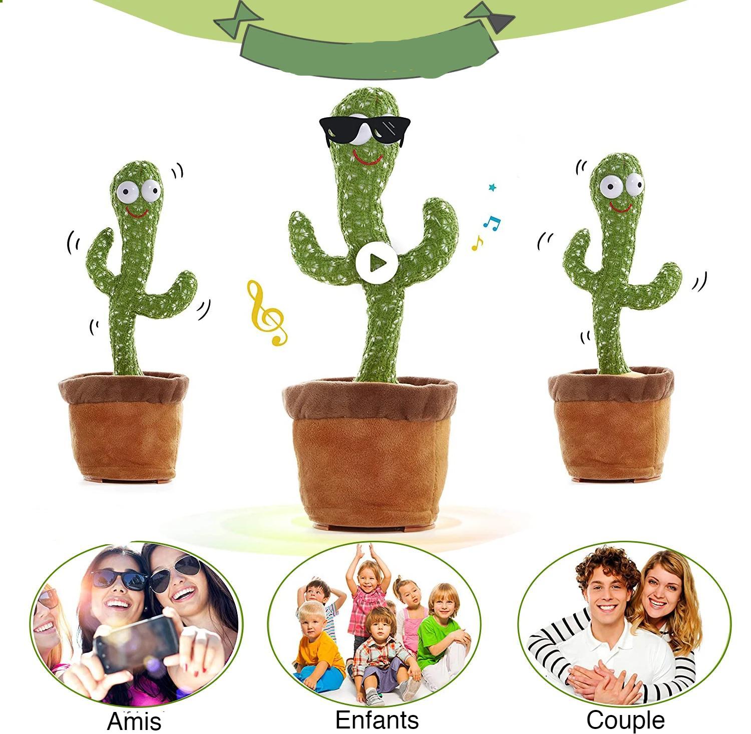FIFY STORE Cactus Qui Danse, Chante et Répète Ce Que Dit Bébé - Peluche Jouet Rechargeable USB (Copie)  