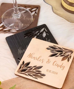 Personalized Wooden Wedding Coaster
