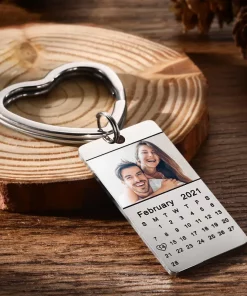 Personalized Photo Calendar Keychain Anniversary Gifts for Him