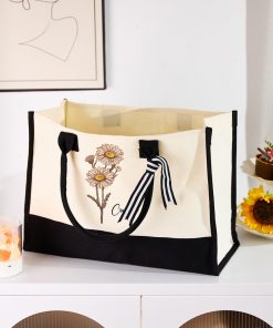 Personalized Name Canvas Tote Bag - Perfect Custom Woman Gift