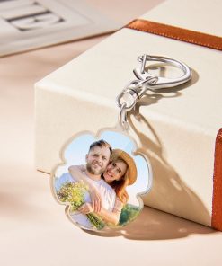 Personalized Photo Flower-shaped Keychain