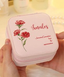 Personalized Birth Flower Jewelry Box Gift for Her