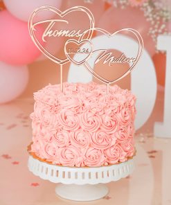 Personalized Cake Topper with Hearts for Wedding