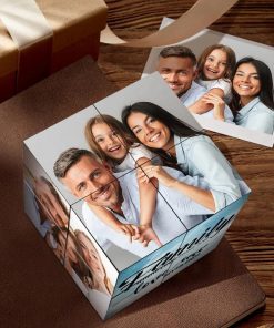 Custom Multiphoto Cube Gift for Family – Together We Make a Family Magic Cube