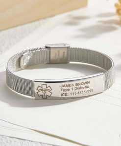 Personalized Emergency Medical Alert ID Bracelet with Text