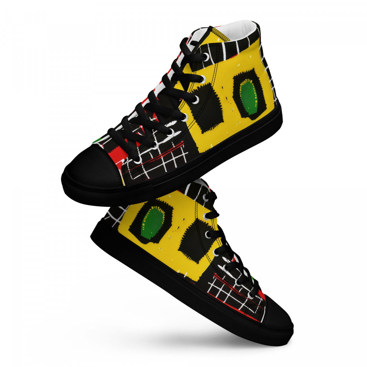 Men’s High Top Canvas Shoes African Traditional Print - Image 13