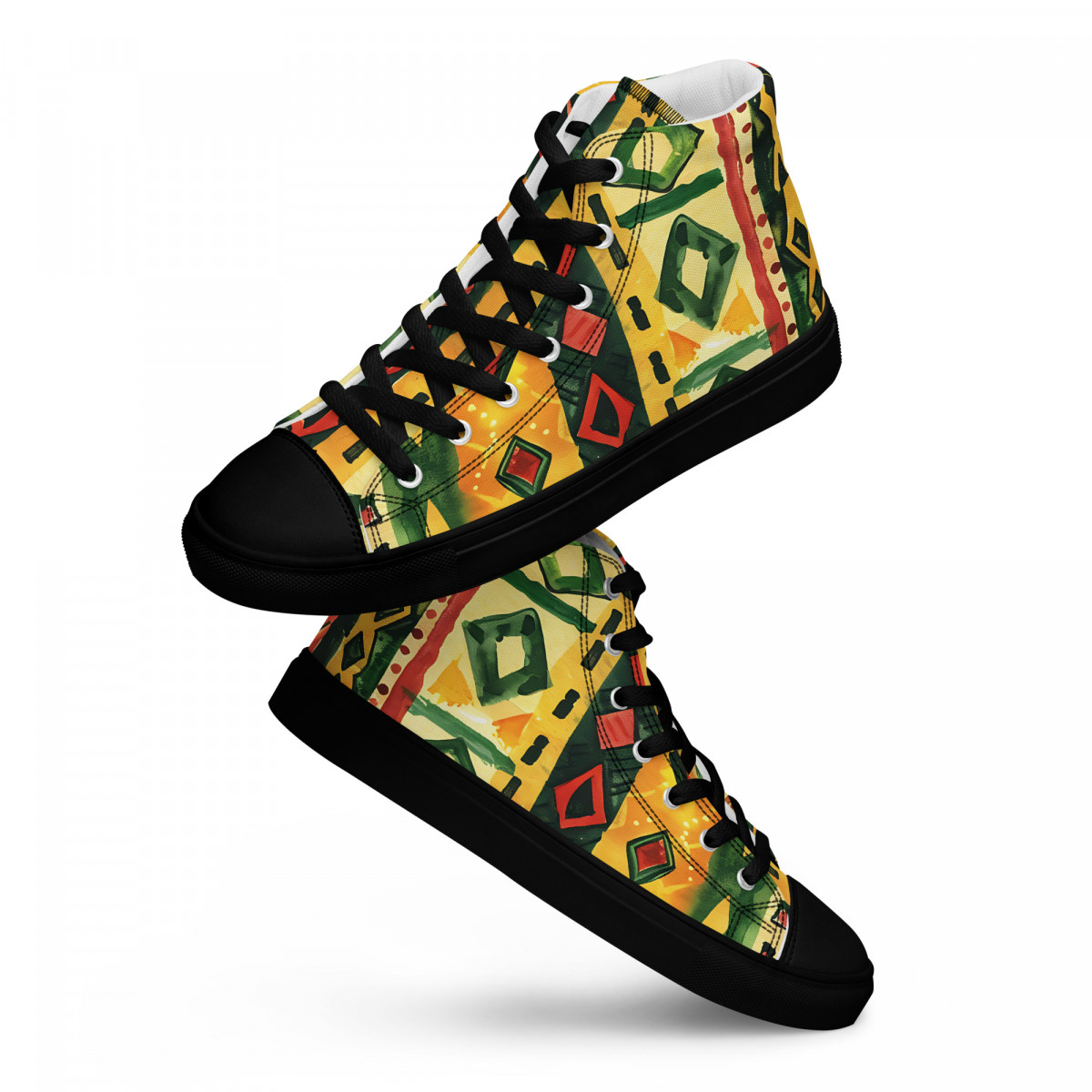 Men’s High Top Canvas Sneakers African Traditional Print - Image 14