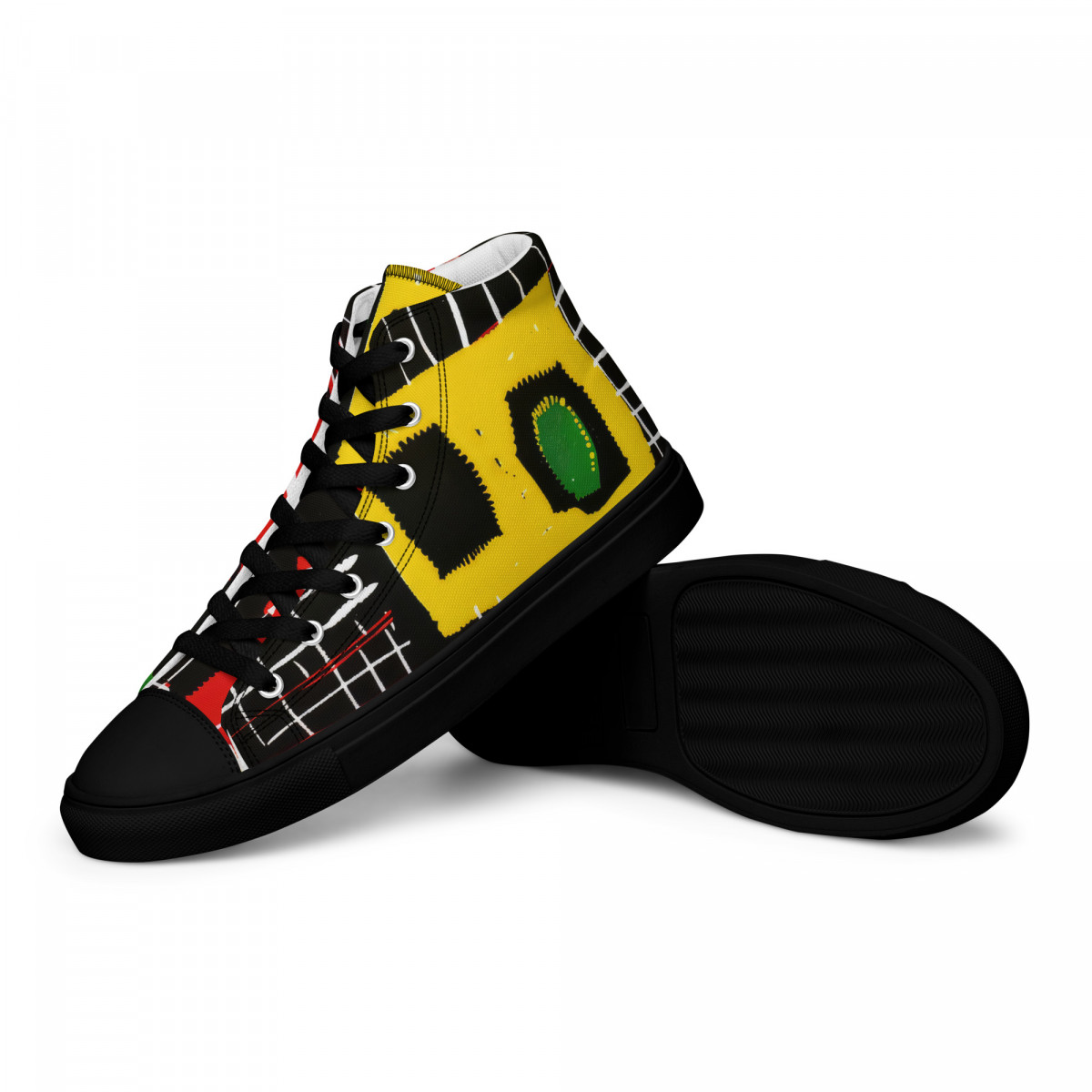 Men’s High Top Canvas Shoes African Traditional Print - Image 12