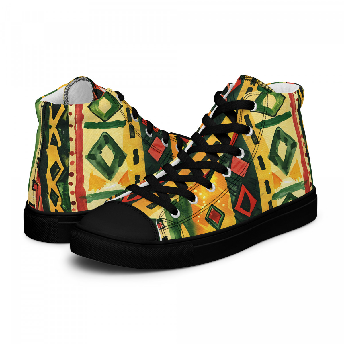Men’s High Top Canvas Sneakers African Traditional Print - Image 22