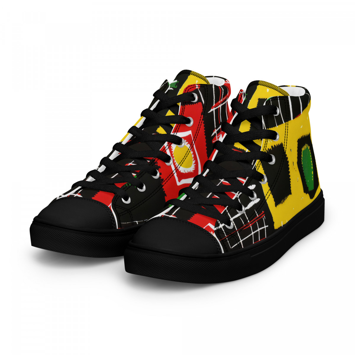 Men’s High Top Canvas Shoes African Traditional Print - Image 19