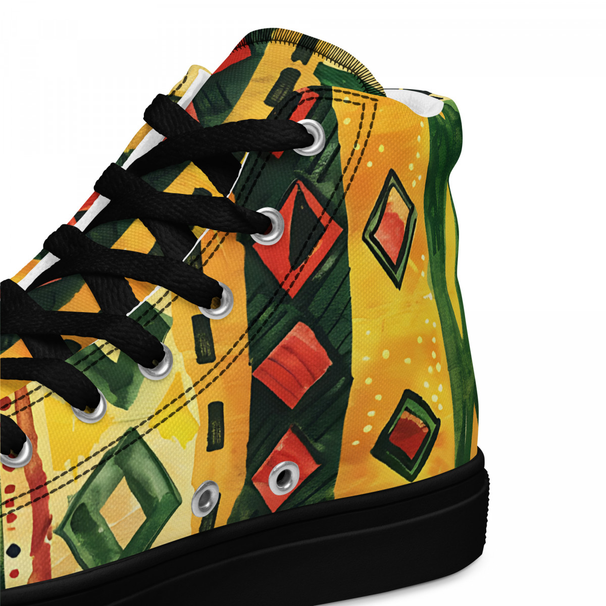 Men’s High Top Canvas Sneakers African Traditional Print - Image 12
