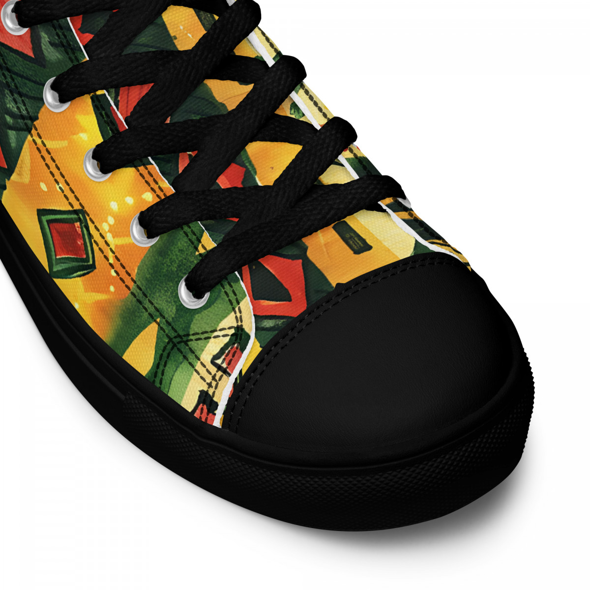 Men’s High Top Canvas Sneakers African Traditional Print - Image 13