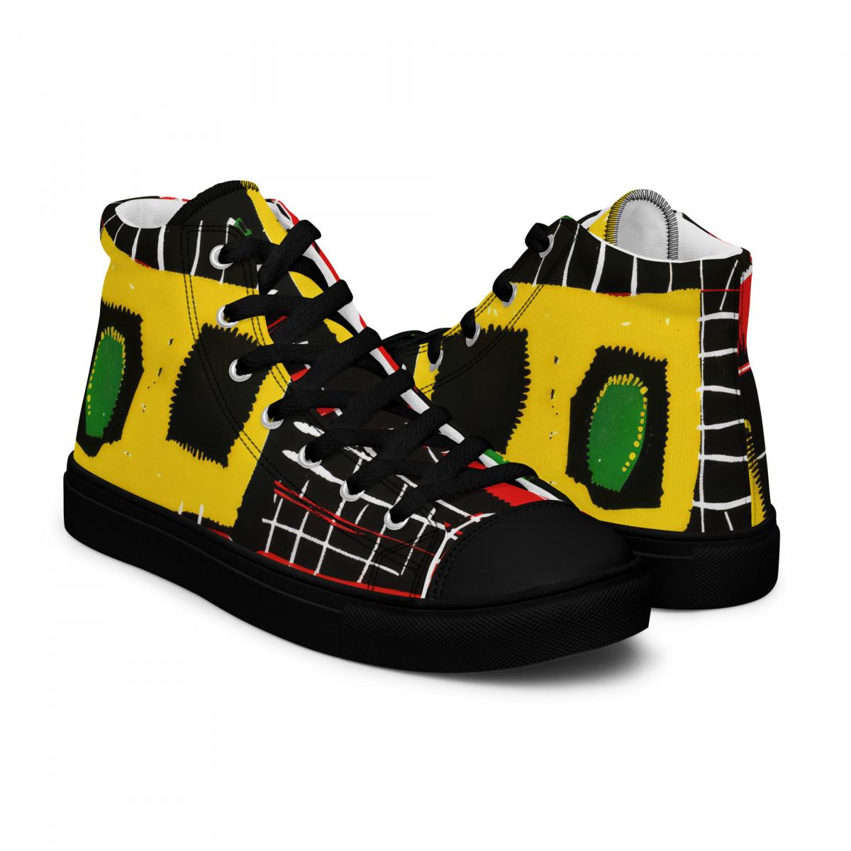 Men’s High Top Canvas Shoes African Traditional Print - Image 28