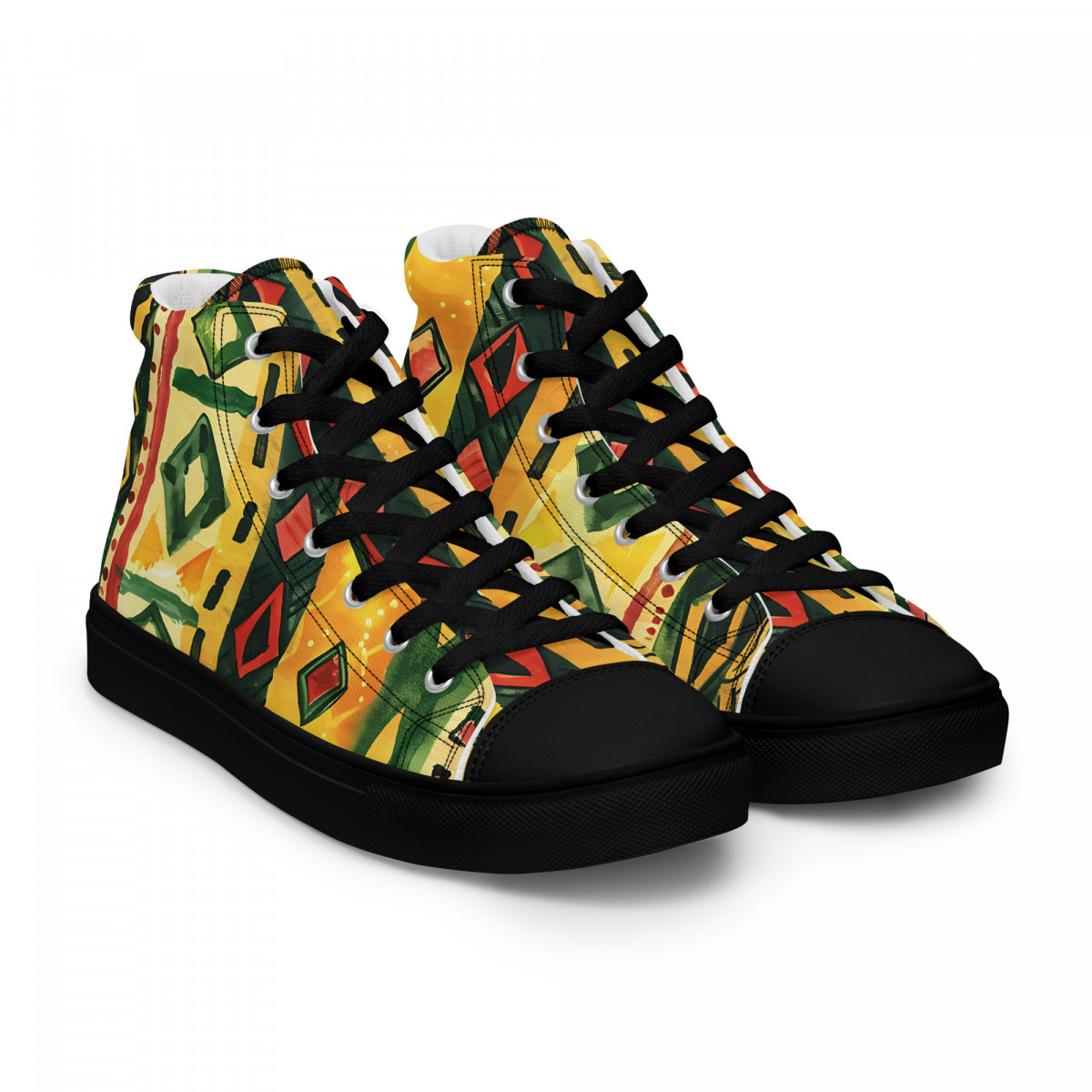 Men’s High Top Canvas Sneakers African Traditional Print - Image 8