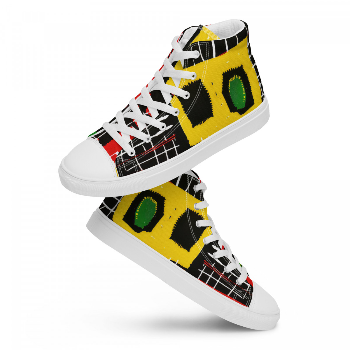 Men’s High Top Canvas Shoes African Traditional Print - Image 22