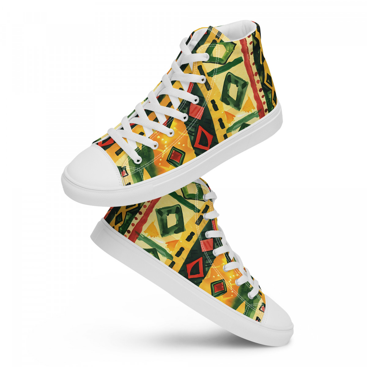 Men’s High Top Canvas Sneakers African Traditional Print - Image 17