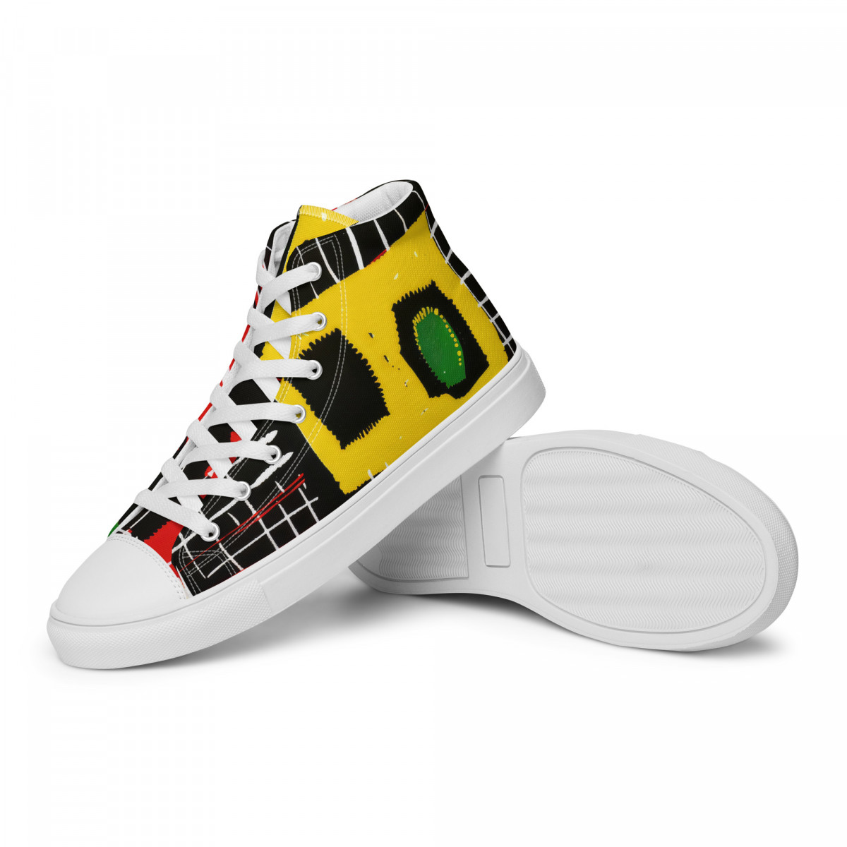Men’s High Top Canvas Shoes African Traditional Print - Image 21