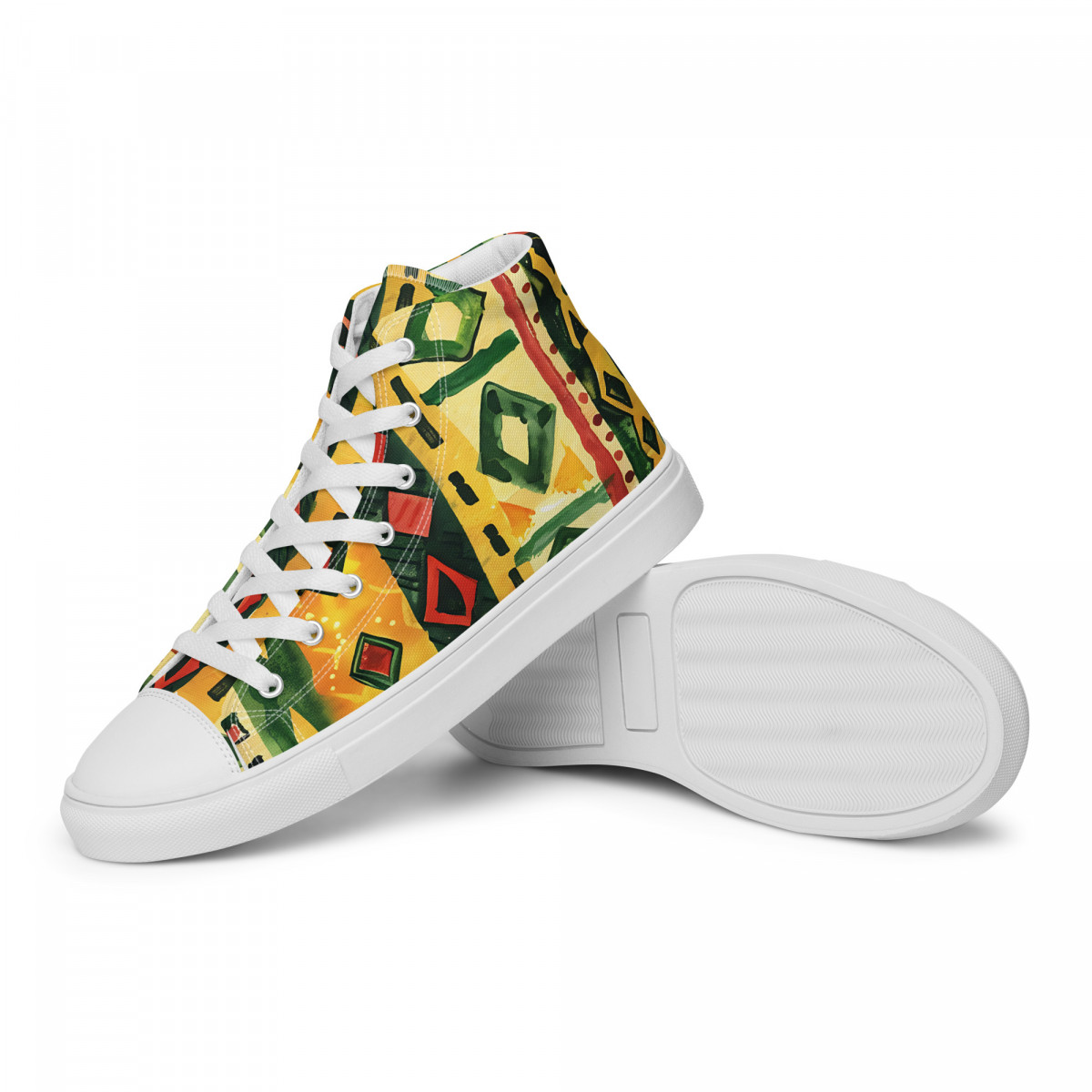 Men’s High Top Canvas Sneakers African Traditional Print - Image 4