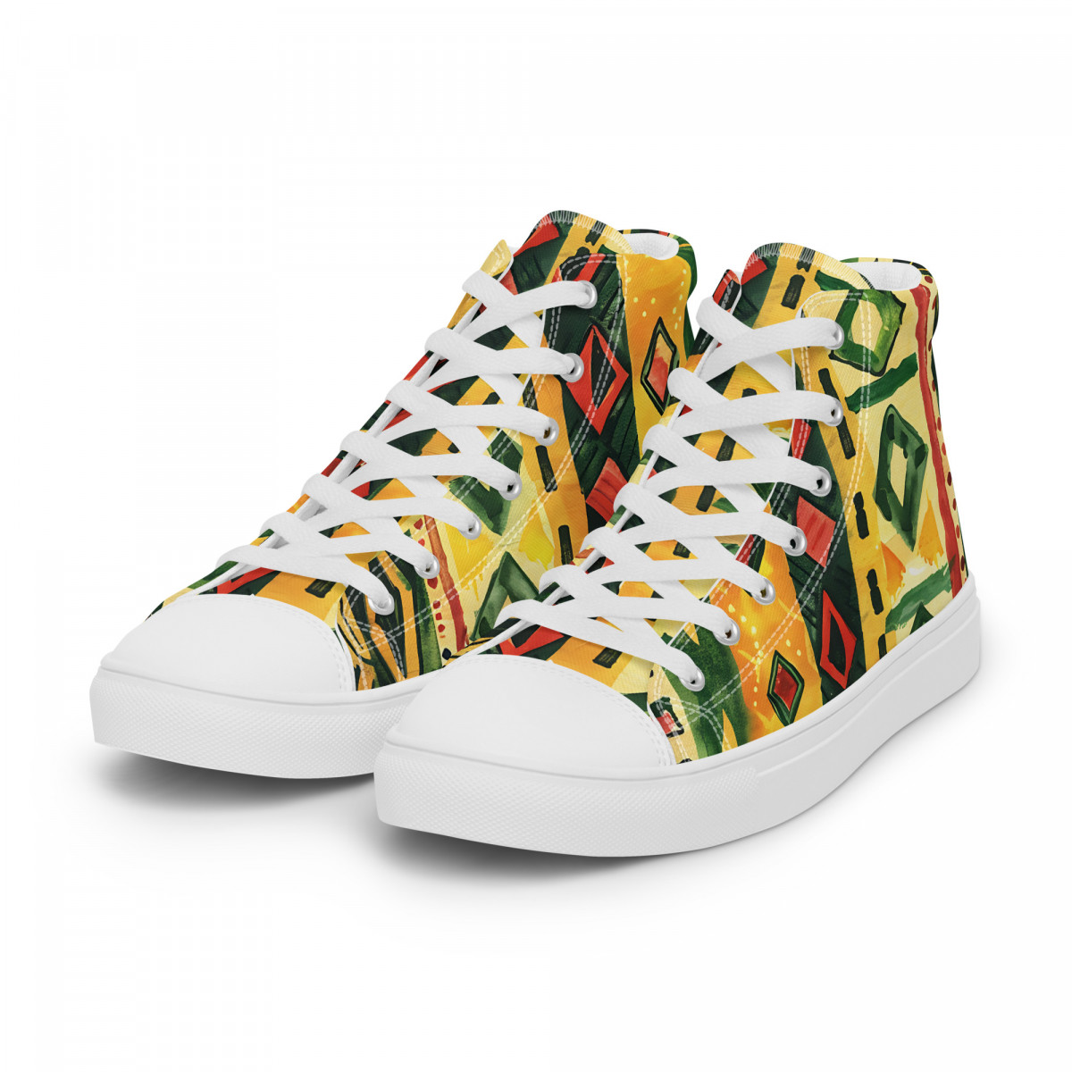 Men’s High Top Canvas Sneakers African Traditional Print - Image 21