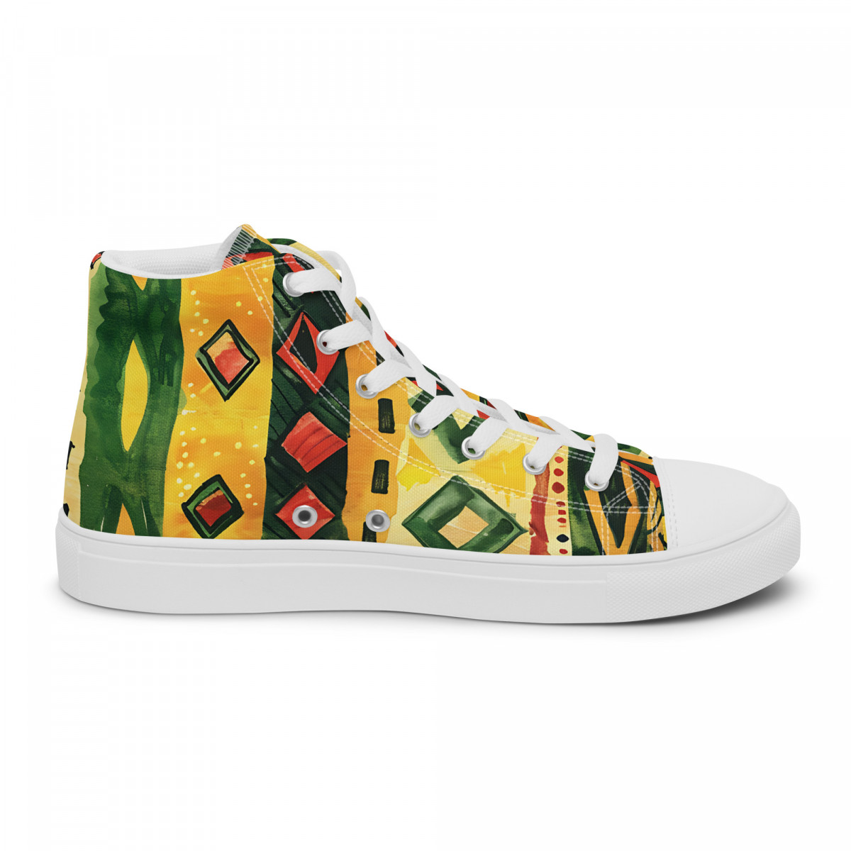 Men’s High Top Canvas Sneakers African Traditional Print - Image 18
