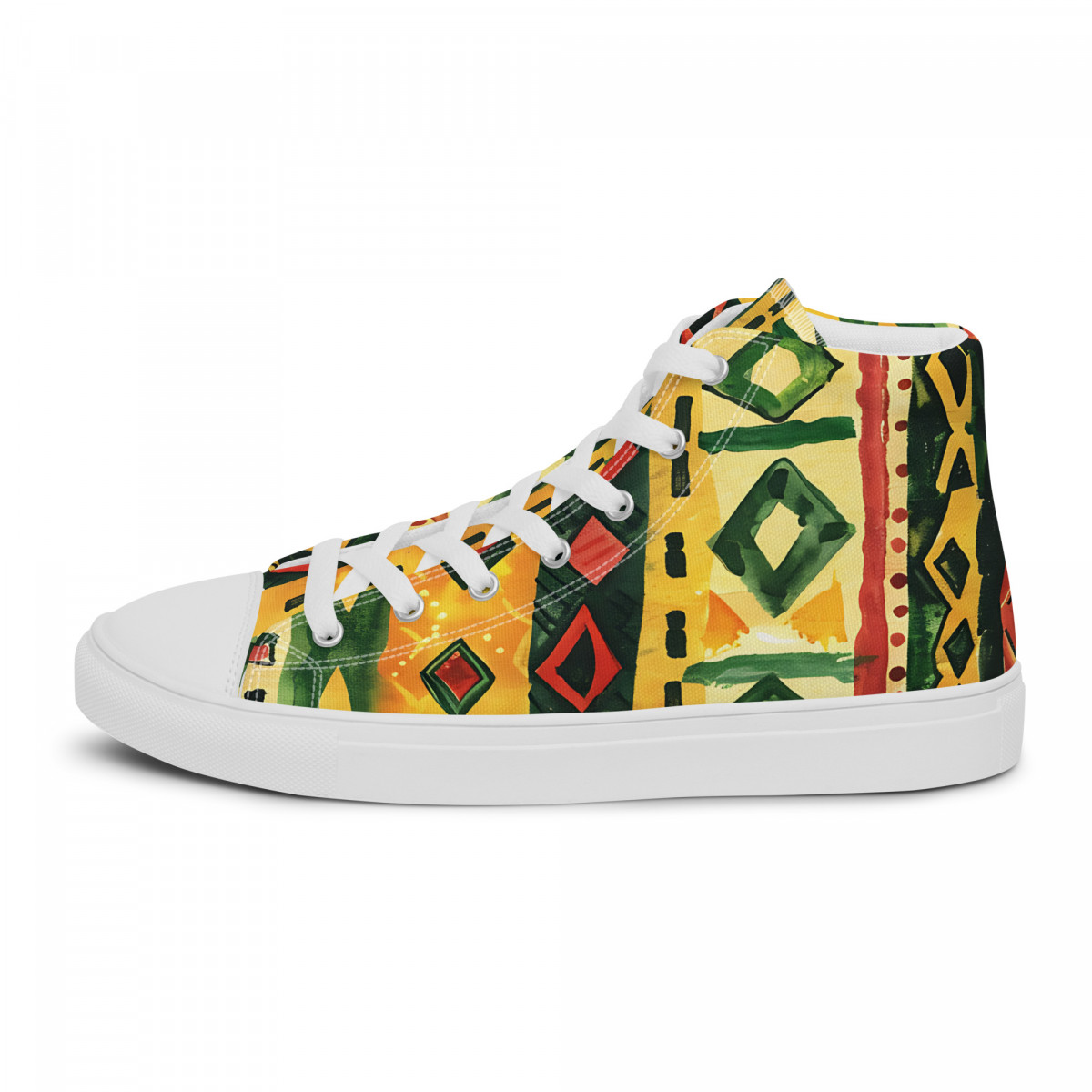 Men’s High Top Canvas Sneakers African Traditional Print - Image 19