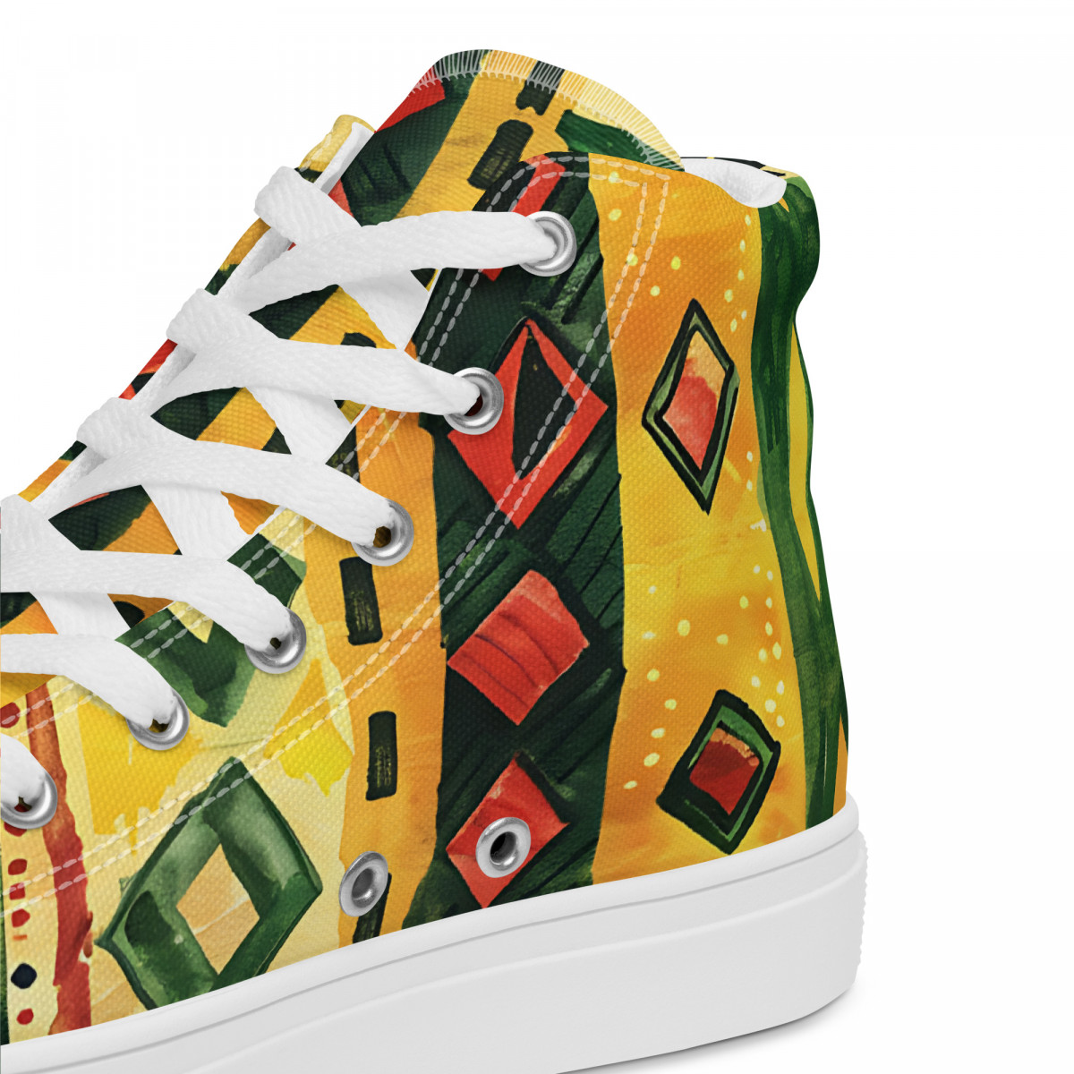 Men’s High Top Canvas Sneakers African Traditional Print - Image 6