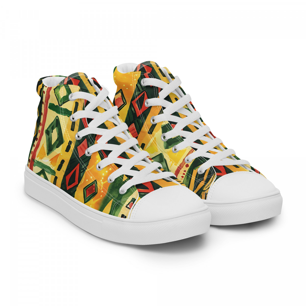 Men’s High Top Canvas Sneakers African Traditional Print - Image 2