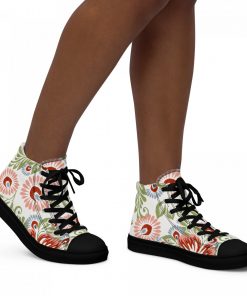 Alternative view of High Top Sneakers for Women Beautiful Retro Ikat Floral Patterns Shoes