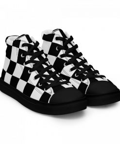 Alternative view of High Top Sneakers for Women Black and White Check Pattern