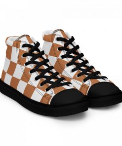 Alternative view of High Top Sneakers for Women Brown and White Check Pattern