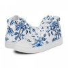 FIFY STORE High Top Sneakers for Women Cute Chinoiserie Blue Flowers Canvas  %Post Title %Site Name