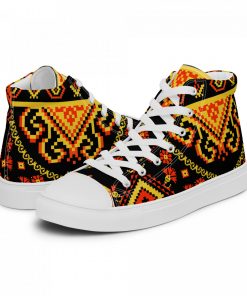 High Top Sneakers for Women Beautiful Tribal Embroidery Pattern