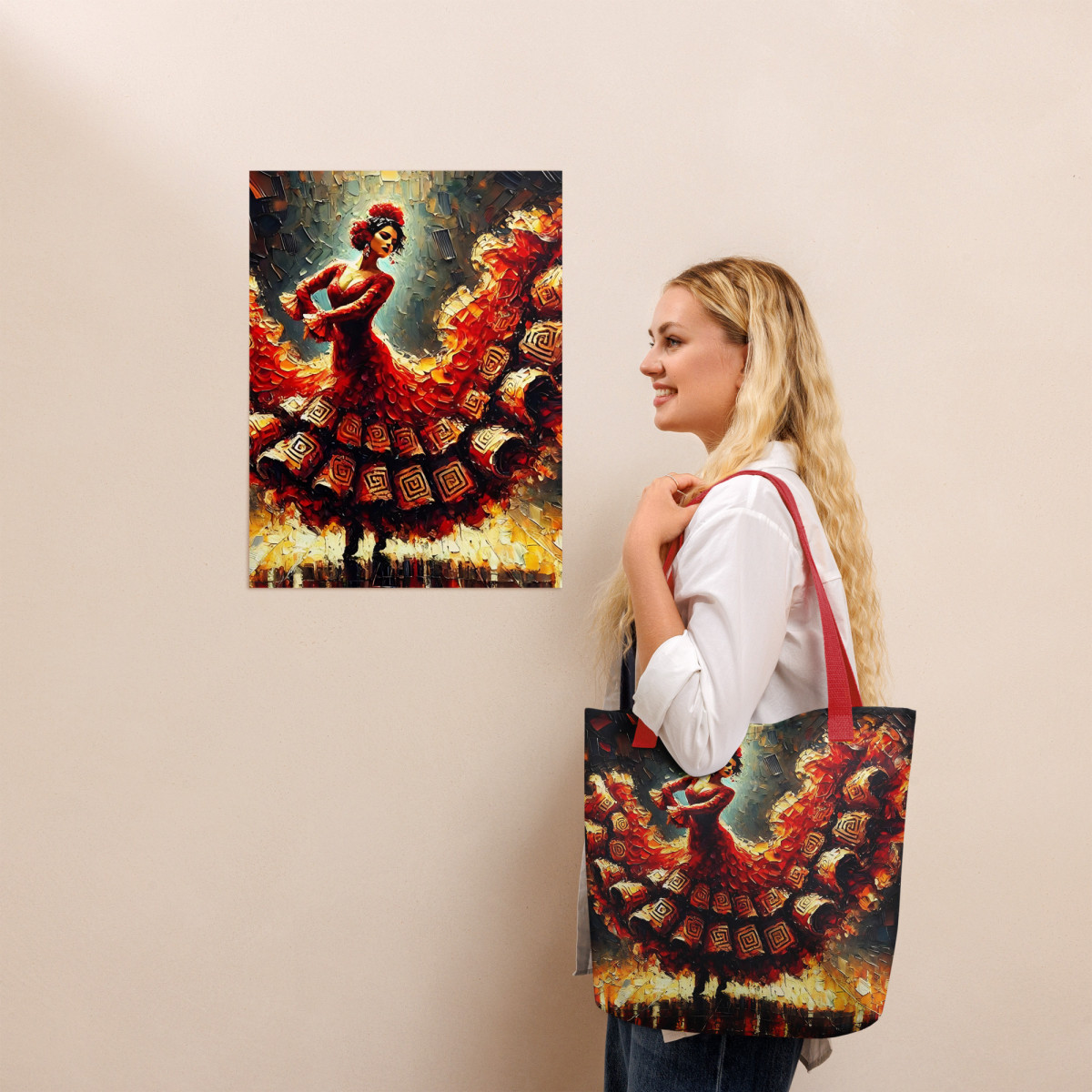 Flamenco Oil Painting Dancer Tote Bag - Image 6