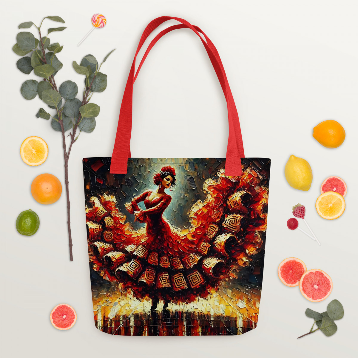 Flamenco Oil Painting Dancer Tote Bag - Image 9