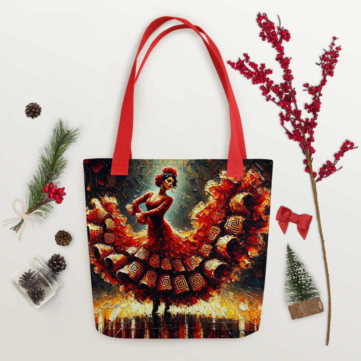 Flamenco Oil Painting Dancer Tote Bag - Image 10