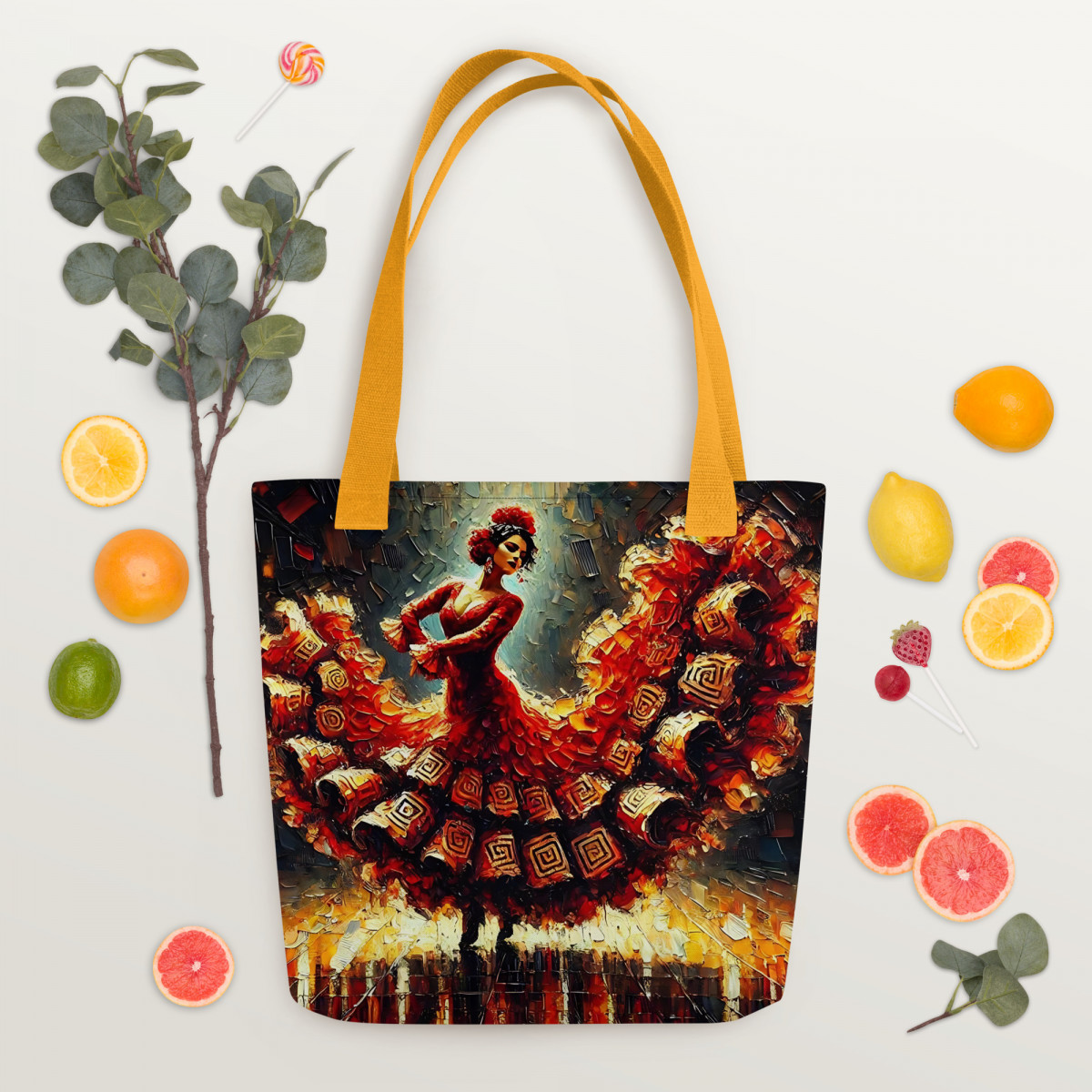 Flamenco Oil Painting Dancer Tote Bag - Image 17